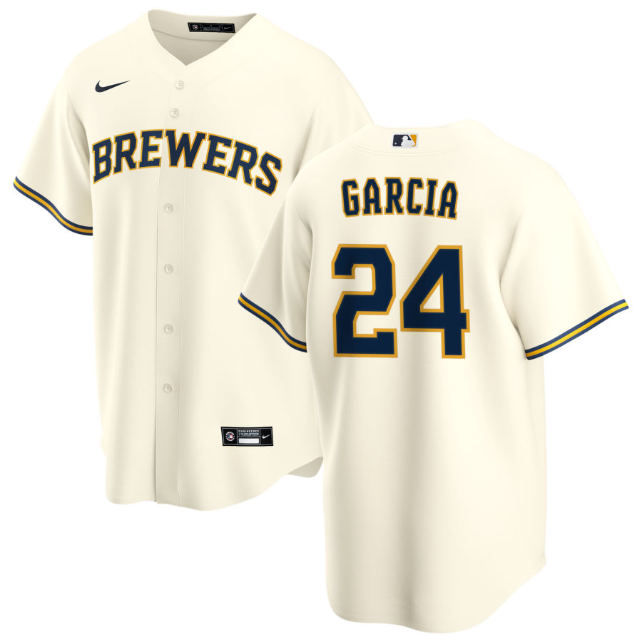 Nike Men #24 Avisail Garcia Milwaukee Brewers Baseball Jerseys Sale-Cream